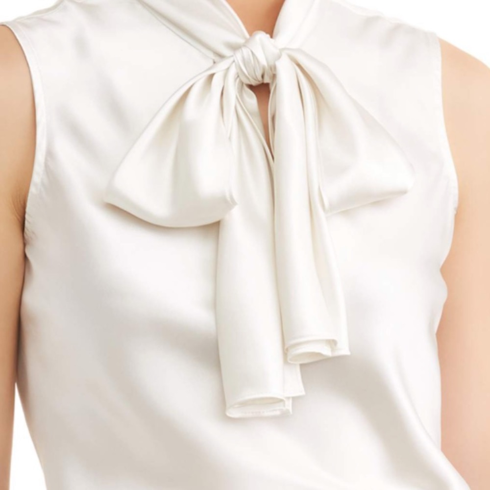 Pink satin sleeveless blouse
